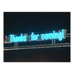 "Thanks for Coming!" Glowing Blue Neon Carnival Photo Print