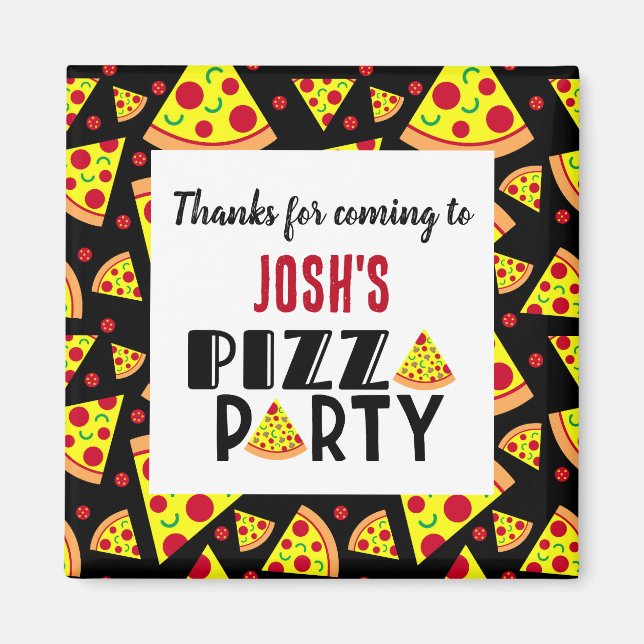 Thanks for Coming Kids Pizza Birthday Party Favour Magnet (Front)