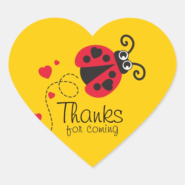 Thanks for coming ladybug girls birthday sticker (Front)