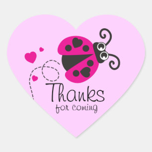 Thanks for coming ladybug girls birthday sticker
