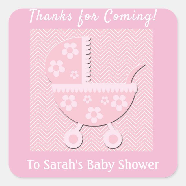 Thanks for Coming Pink Baby Shower Sticker (Front)