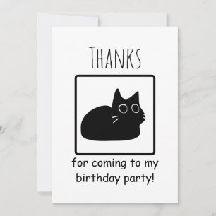 Thanks For Coming To My Birthday Party Kitty Cat Thank You Card