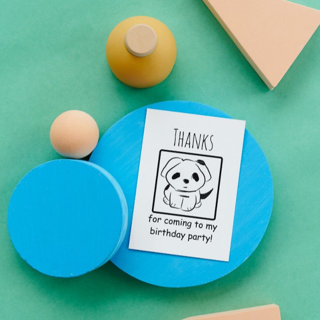 Thanks For Coming To My Birthday Party Puppy Thank Thank You Card (Creator Uploaded)