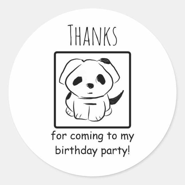Thanks For Coming To My Birthday Puppy Party  Classic Round Sticker (Front)
