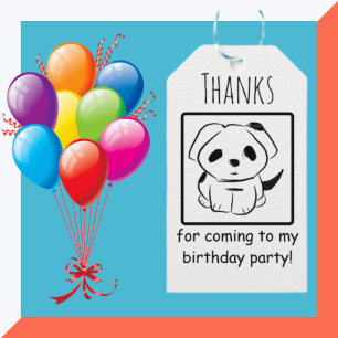 Thanks For Coming To My Birthday Puppy Party Favou Gift Tags