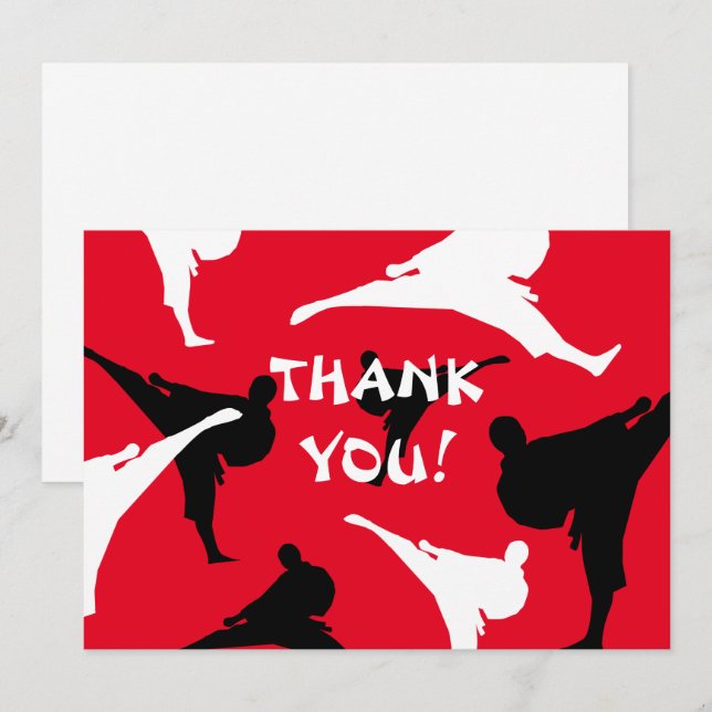 Thanks for coming to my karate Birthday party Thank You Card (Front/Back)