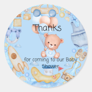 Thanks for coming to our Shower Blue  Classic Round Sticker