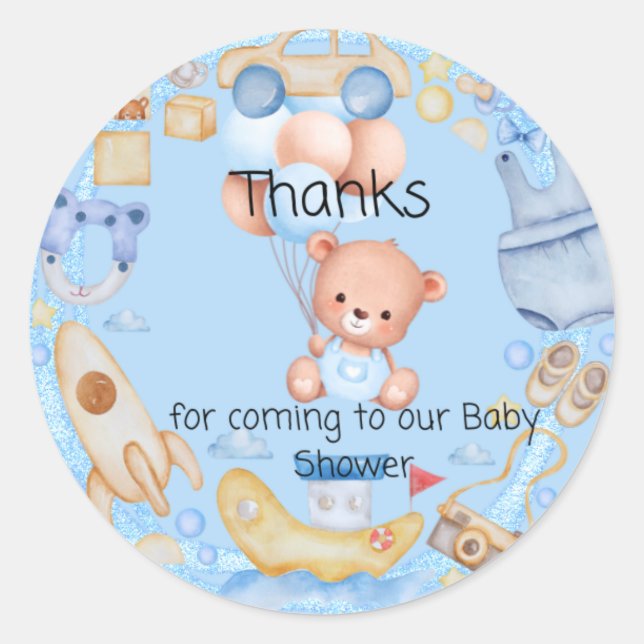 Thanks for coming to our Shower Blue  Classic Round Sticker (Front)