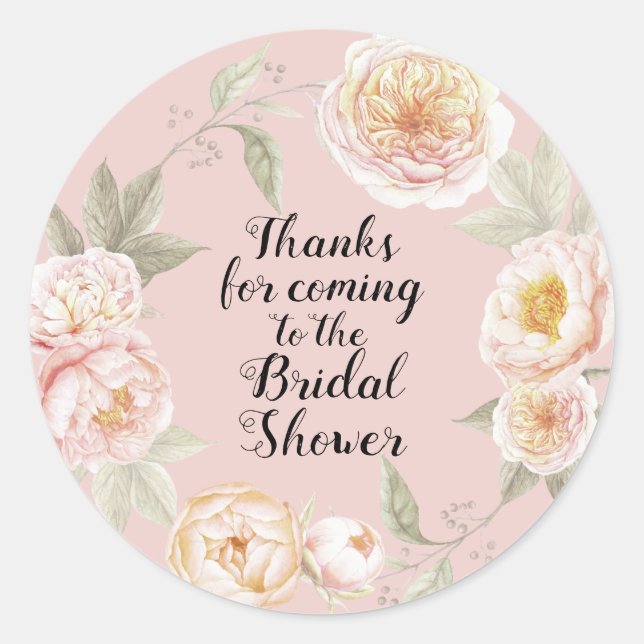 Thanks for coming to the Bridal Shower Sticker (Front)