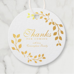 Thanks For Coming Watercolor Foliage Botanicals Favour Tags