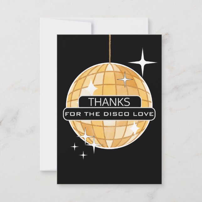 THANKS For Disco Love Gold Ball Retro Birthday  Thank You Card (Front)