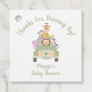 Thanks For Driving By Animal Safari Baby Shower Favour Tags