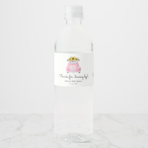 Thanks for Driving By Pink Car Favour Water Bottle Label