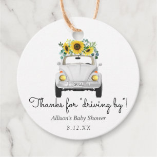 Thanks for Driving By Sunflower Car Favour Tag
