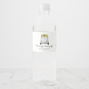 Thanks for Driving By White Car Sunflowers Favour Water Bottle Label