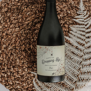 Thanks For Dropping By Halloween Party Favor Wine Label