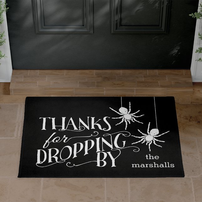 Thanks For Dropping By | Spooky Spider Halloween Doormat (Creator Uploaded)
