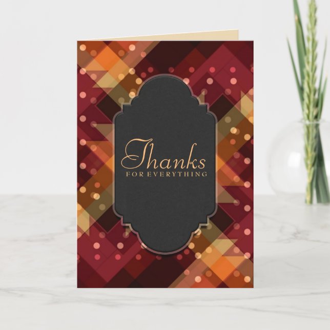 Thanks for Everthing Modern Lights Chalkboard Thank You Card (Front)