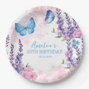Thanks for fluttering Butterflies Birthday Paper Plate