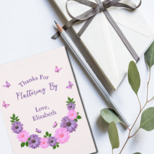 Thanks For Fluttering By Butterfly Bridal Shower Thank You Card