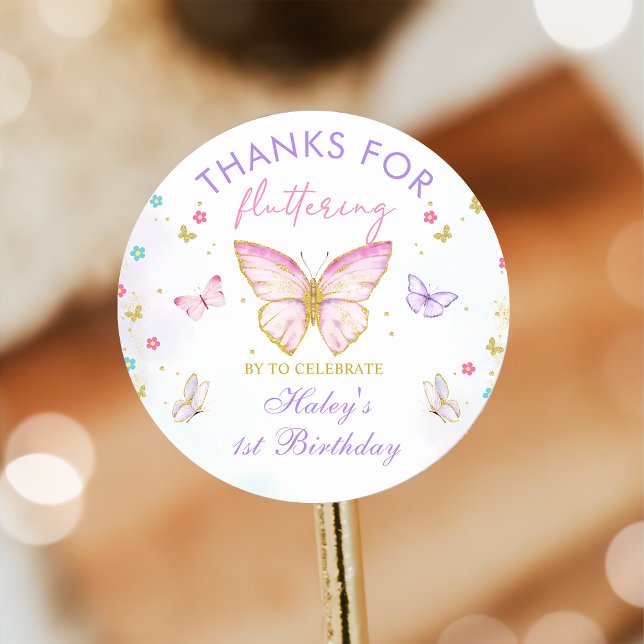 Thanks For Fluttering By Butterfly Thank You Classic Round Sticker (Creator Uploaded)