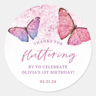 Thanks For Fluttering By Butterfly Thank You Favou Classic Round Sticker