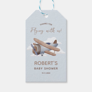 Thank's for flying with us Aeroplane Baby Shower Gift Tags