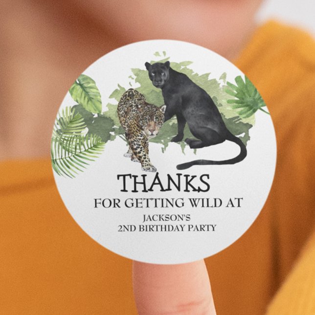 Thanks for Getting Wild Birthday Leopard Panther  Classic Round Sticker (Creator Uploaded)