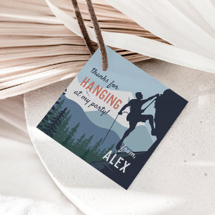 Thanks for Hanging   Rock Climbing Birthday Favour Tags