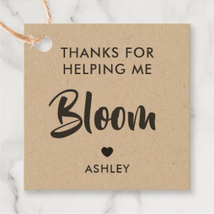 Thanks for Helping Me Bloom Flower Gift Tag, Kraft Favour Tags