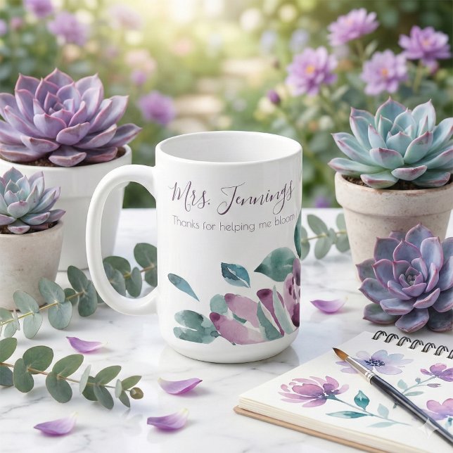 Thanks For Helping Me Bloom Mug (Thank a special teacher with this beautiful floral, "Thanks for helping me bloom" mug! )