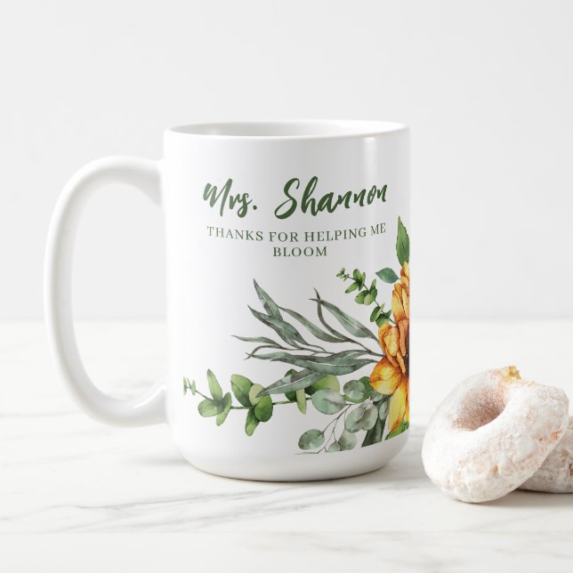 Thanks For Helping Me Bloom Sunflower Mug (With Donut)