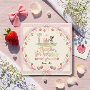 Thanks For Helping Me Grow Black girl Strawberry Thank You Card