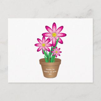 Thanks For Helping Me Grow - Happy Flower Postcard