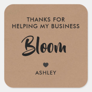 Thanks for Helping My Business Bloom Gift Tag, Square Sticker
