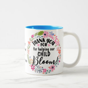 Thanks for Helping Our Child Bloom teacher gift Two-Tone Coffee Mug