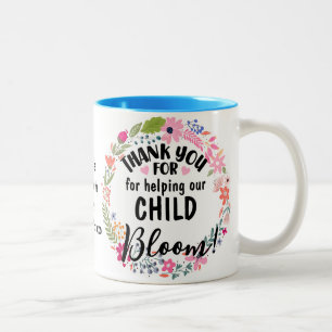 Thanks for Helping Our Child Bloom teacher gift Two-Tone Coffee Mug