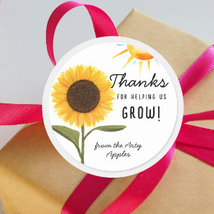 Thanks for Helping Us Grow! Sunflower Teacher  Classic Round Sticker