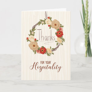 Thanks for Hospitality Wreath on Wood Card