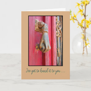THANKS FOR INVITING US / BRASS HAND DOOR KNOCKER CARD