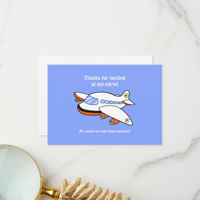 Thanks for Landing at my Party Aeroplane Thank You Card (Front/Back In Situ)