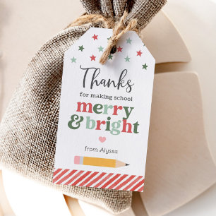 Thanks for Making School Merry and Bright Holiday Gift Tags