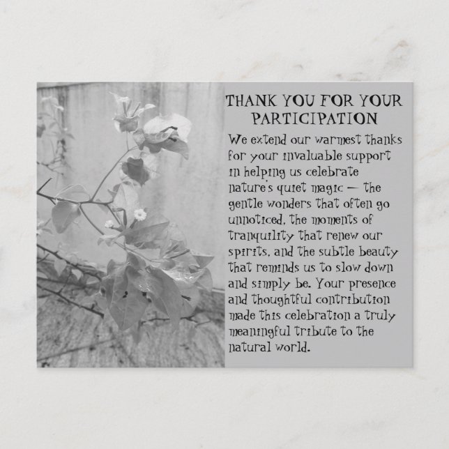 THANKS FOR NATURE EVENT PARTICIPATION POSTCARD (Front)