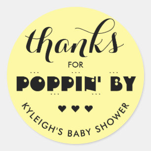 Thanks for Poppin' By Baby Shower Popcorn Classic Round Sticker