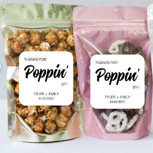 Thanks For Poppin By Bridal Shower Wedding Favour Square Sticker