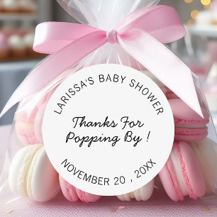 Thanks For Poppin' By Engagement Wedding Party Classic Round Sticker