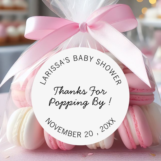 Thanks For Poppin' By Engagement Wedding Party Classic Round Sticker (Creator Uploaded)