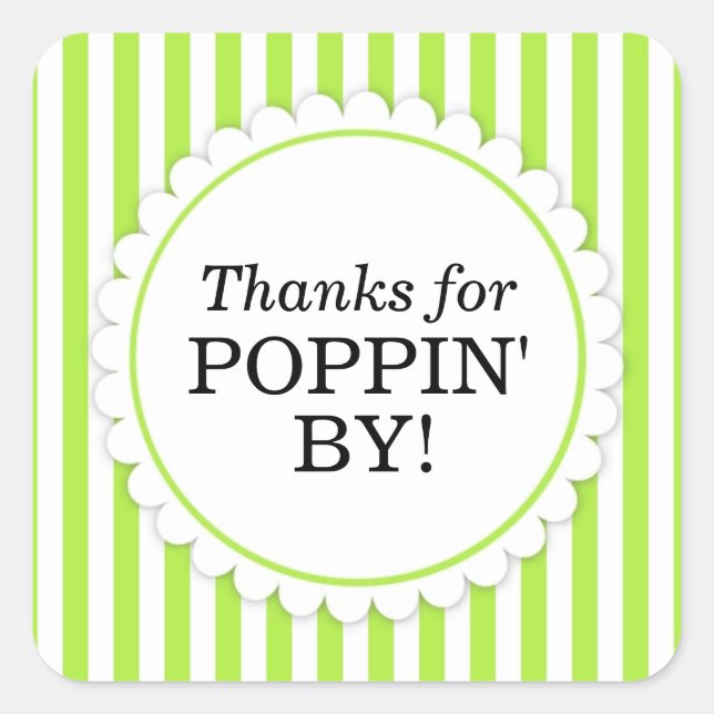 Thanks for Poppin' By Square sticker - Stripes (Front)