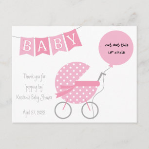 Thanks for "popping by" Baby Shower EOS favour car Enclosure Card
