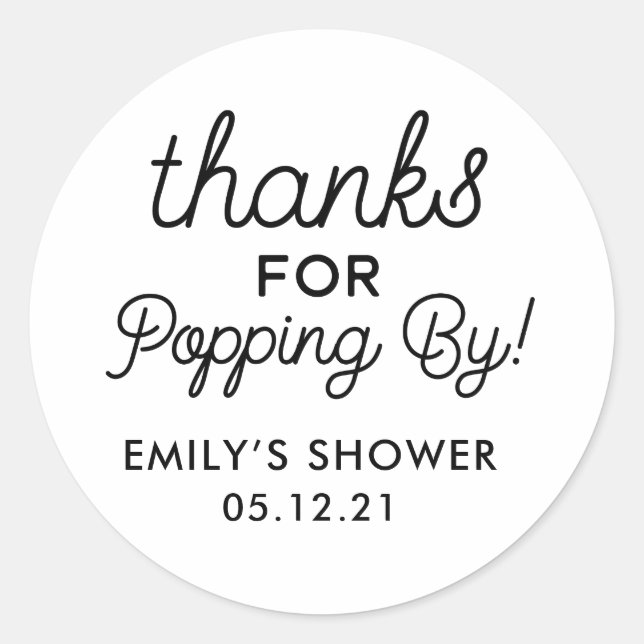 Thanks for Popping By Baby Shower Favour Stickers (Front)